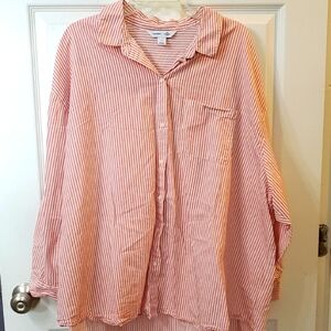 Old Navy Casual Striped Boyfriend Button down Shirt XXL